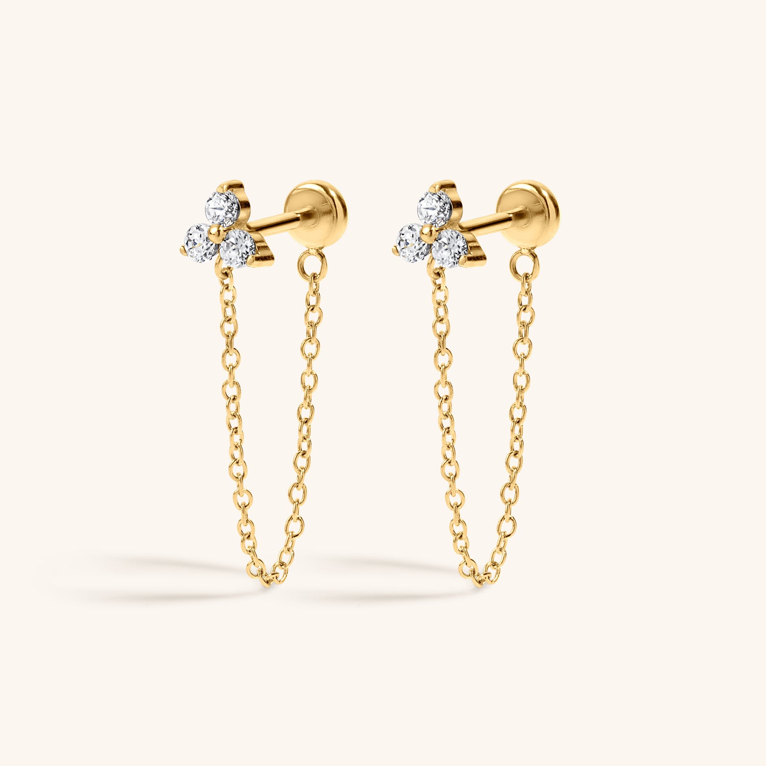 Mini Crystal Trinity Chain Nap Earrings