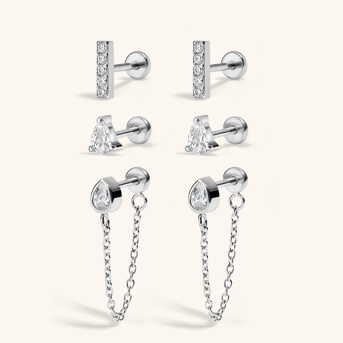 Iconic Nap Earrings Trio - Silver