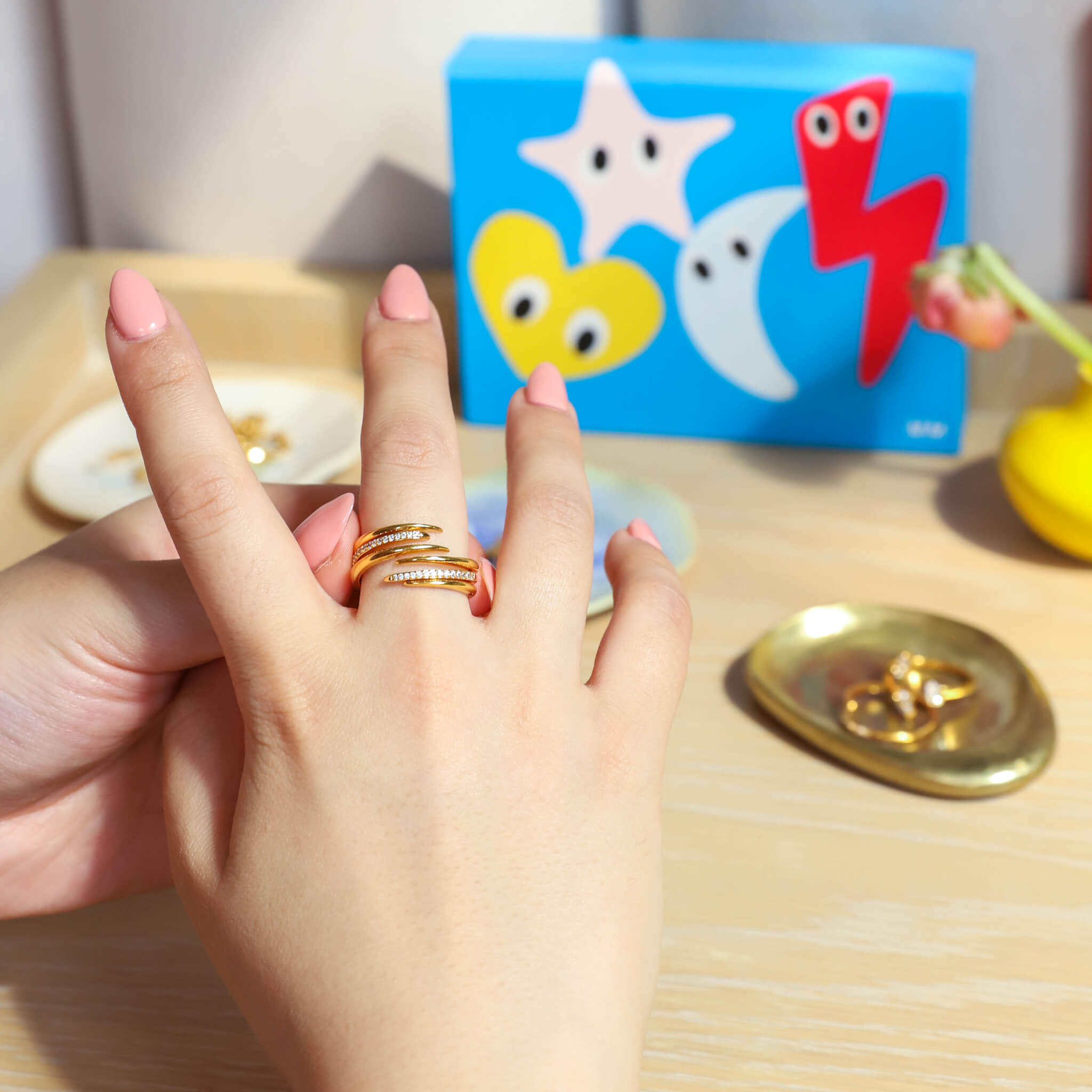 Infinite Stacking Ring Trio in Gold on model