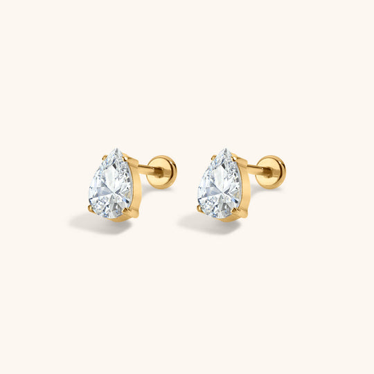 Crystal Pear Nap Earrings (Gold / 6mm)