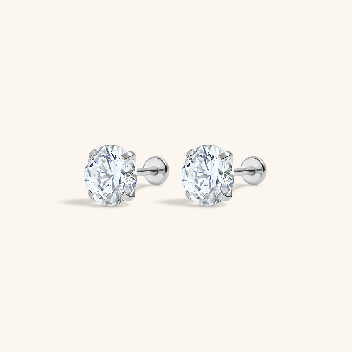 Moissanite Nap Earrings, 6mm (Silver)