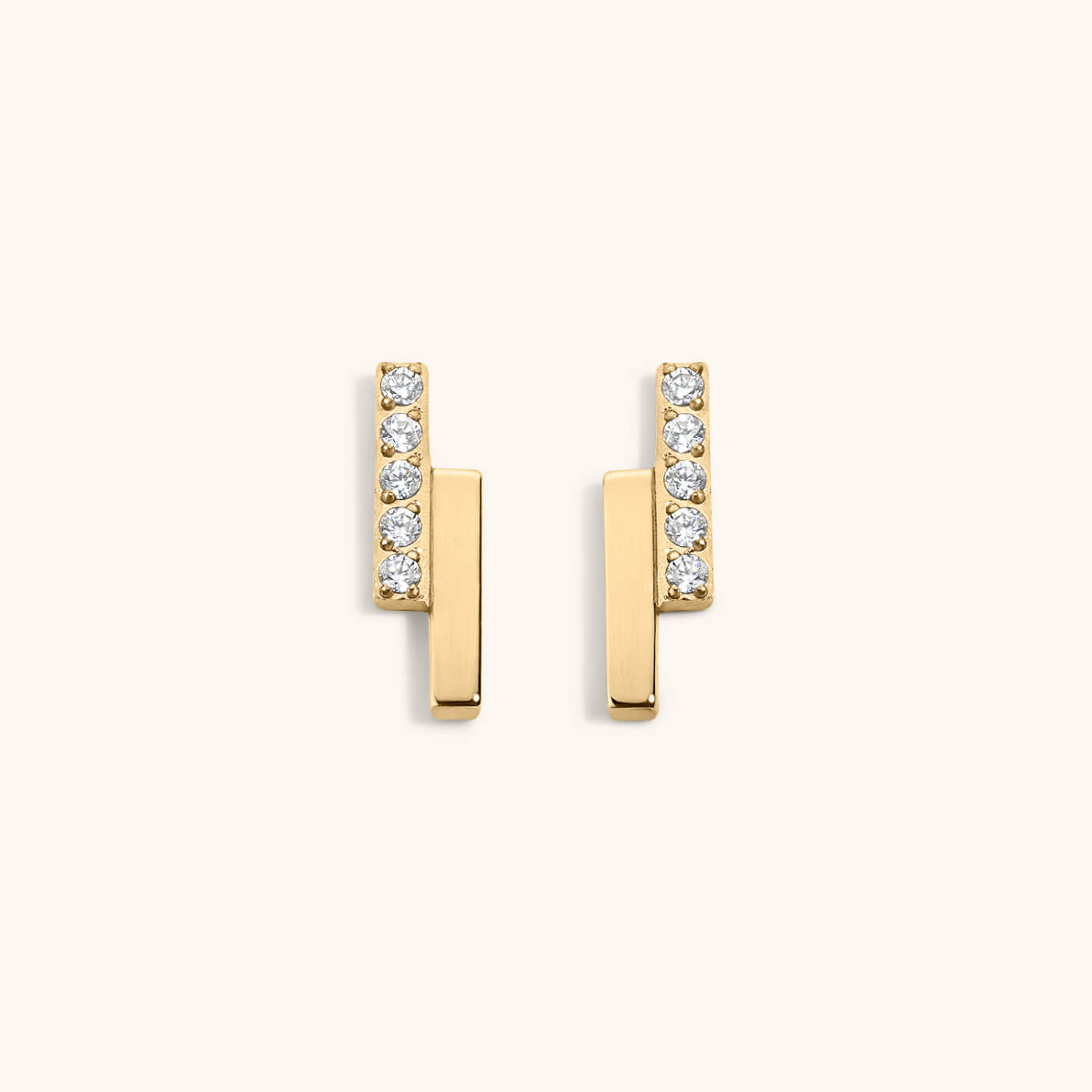 Pave Lightning Bar Nap Earrings - Gold