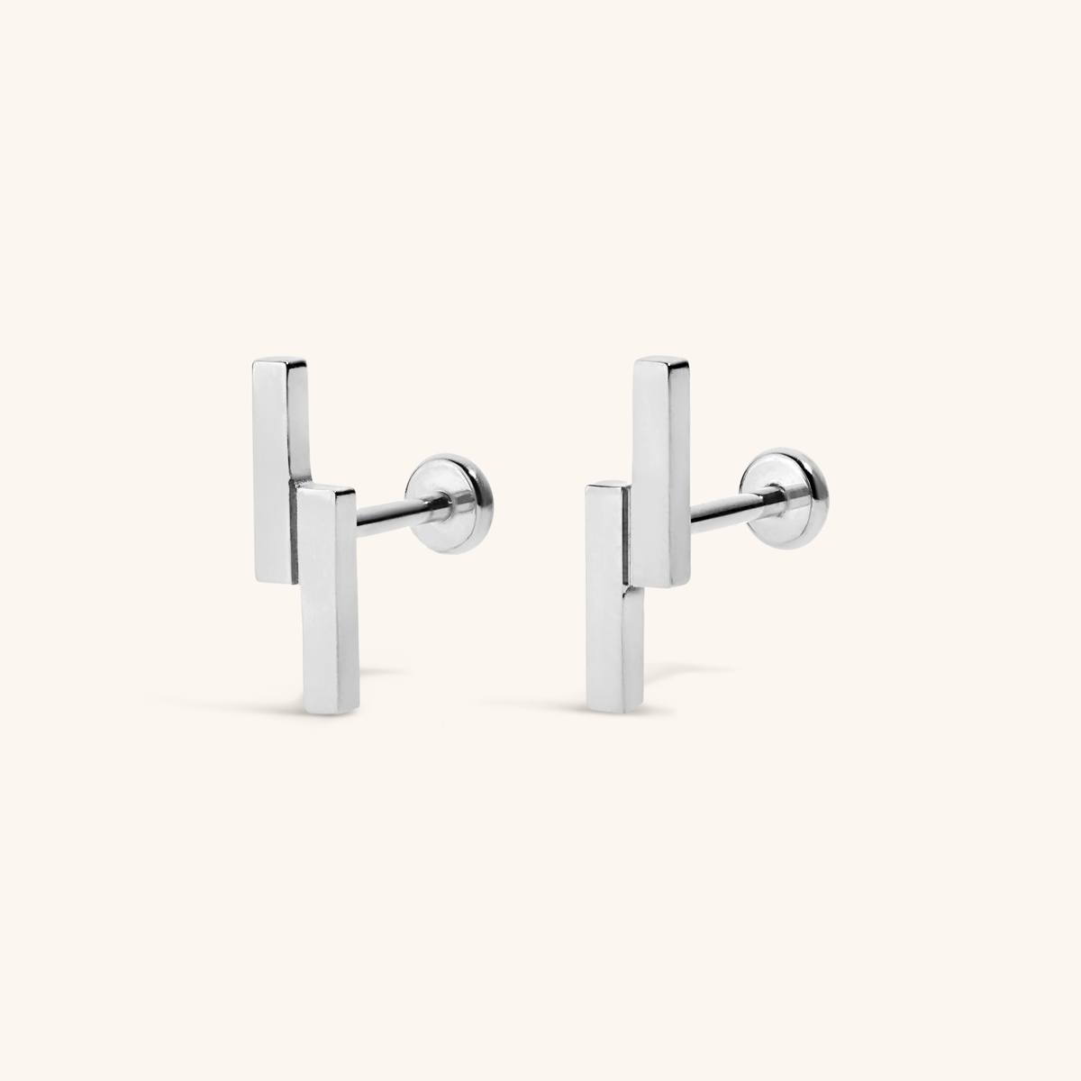 Lightning Bar Nap Earrings - Silver