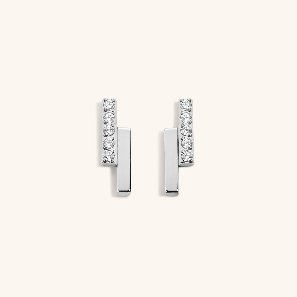Pave Lightning Bar Nap Earrings - Silver