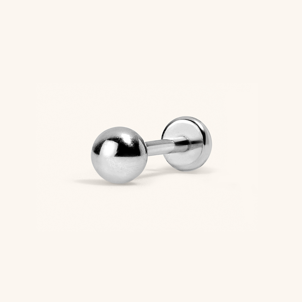Sphere Push Pin Flat Back Earring (Titanium - Silver)