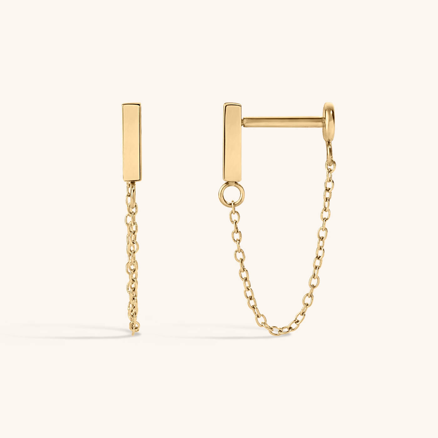 Little Bar Chain Nap Earrings - Gold