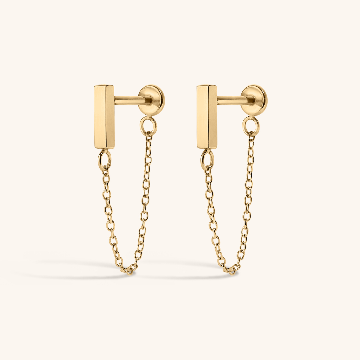 Bar Chain Nap Earrings - Gold