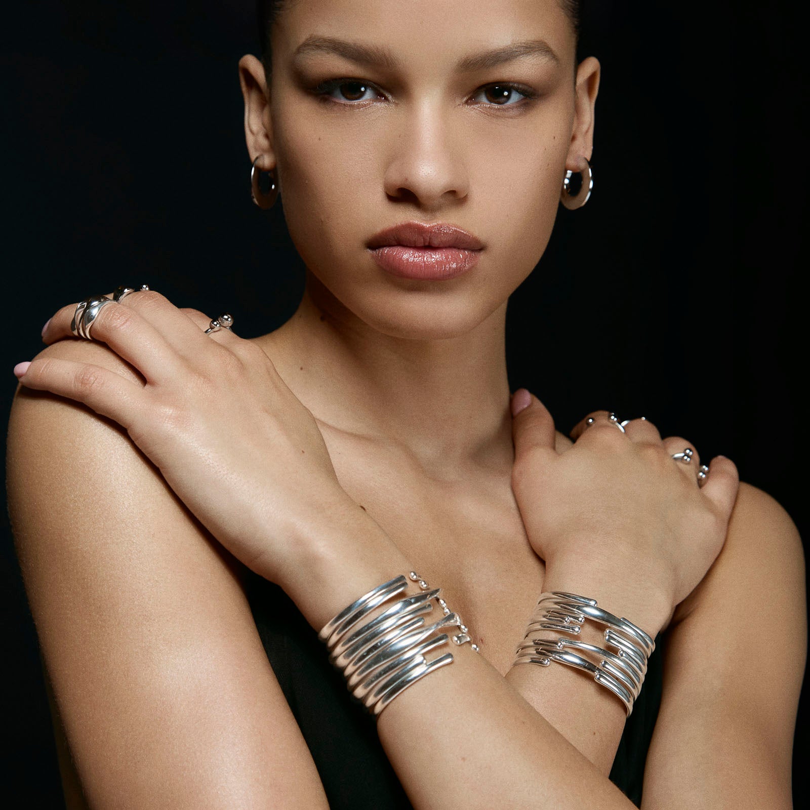 Echo Fine Cuff (Silver) on model