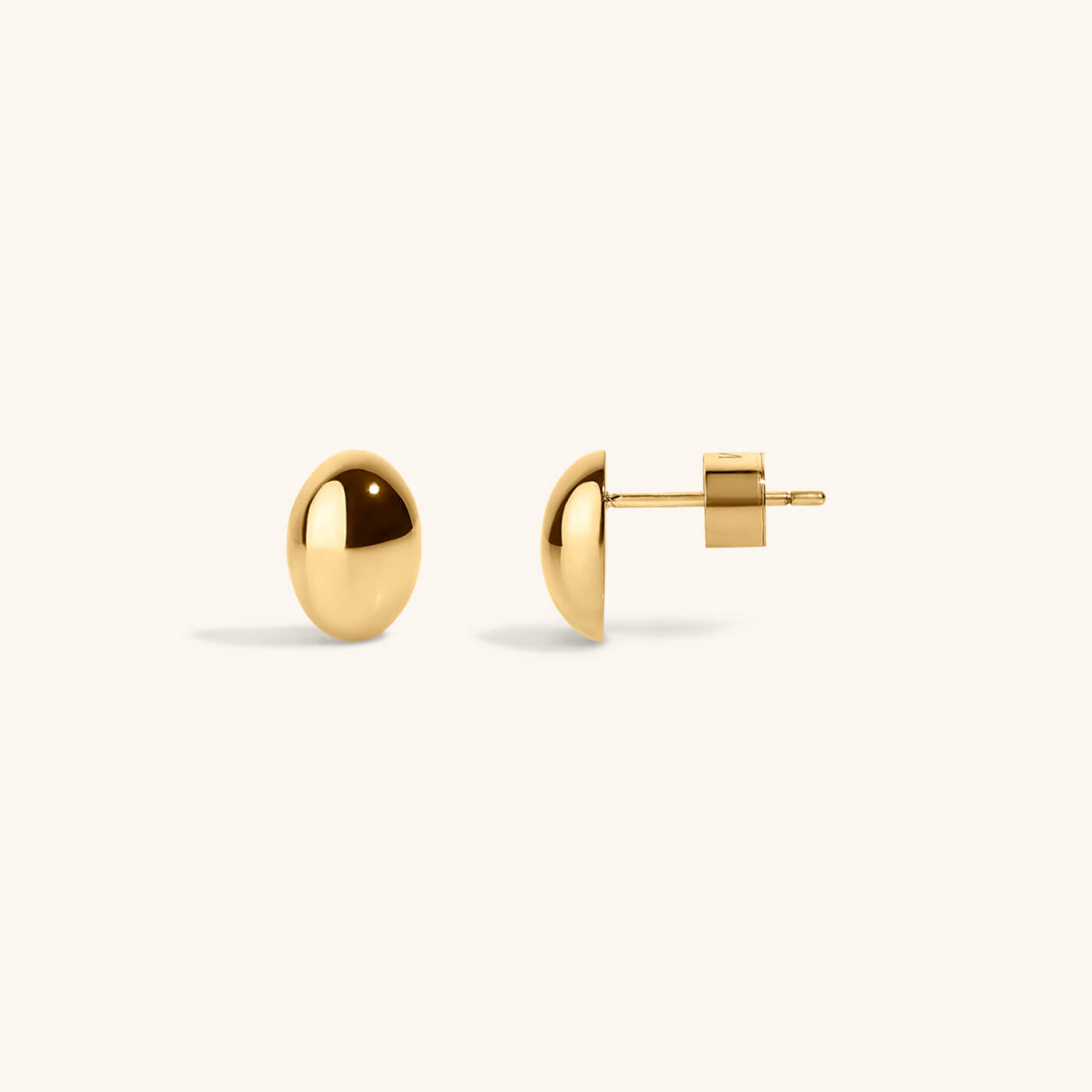 Oval Studs in Titanium - Gold