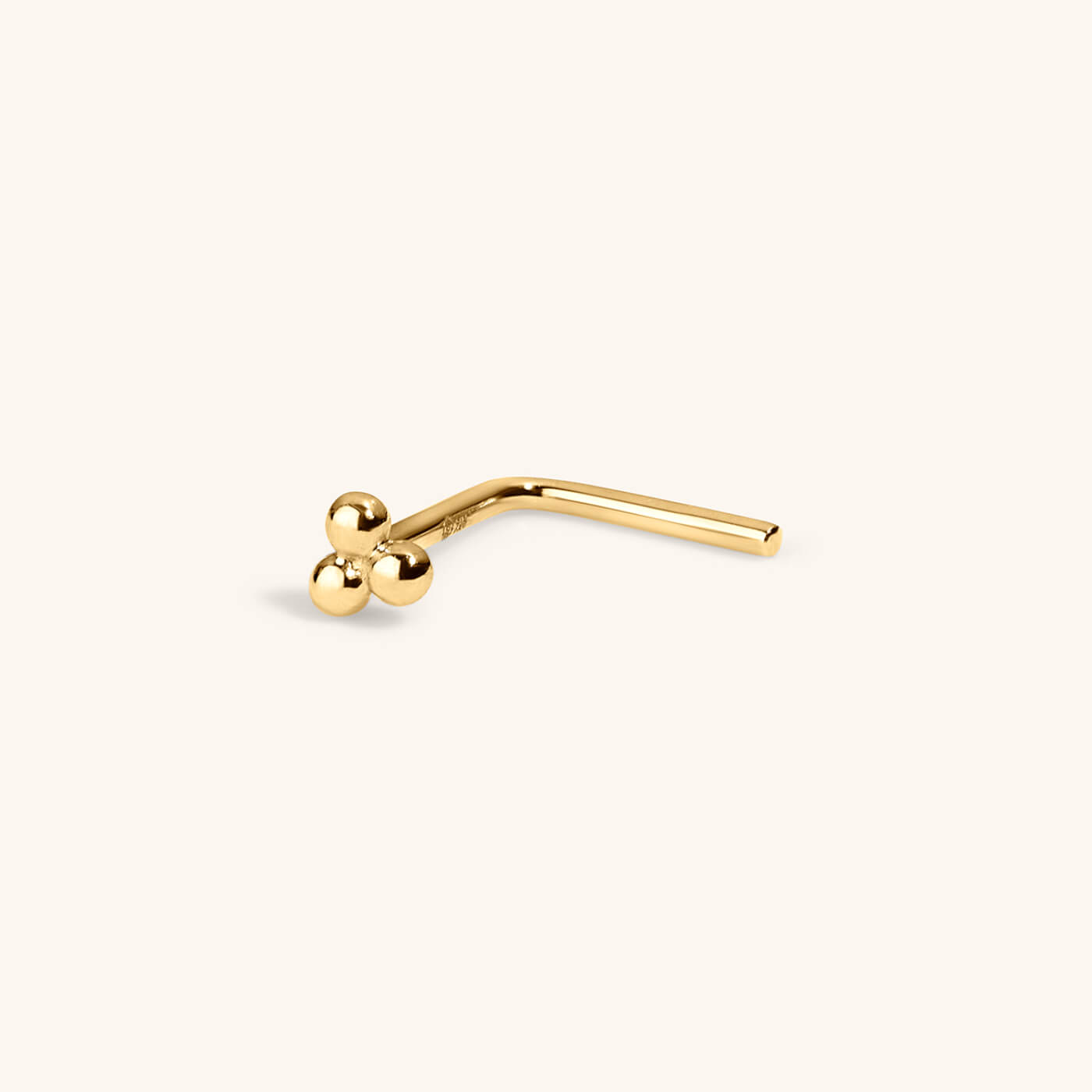 Tiny Trinity Stud L-Shape Nose Ring in 14k Gold