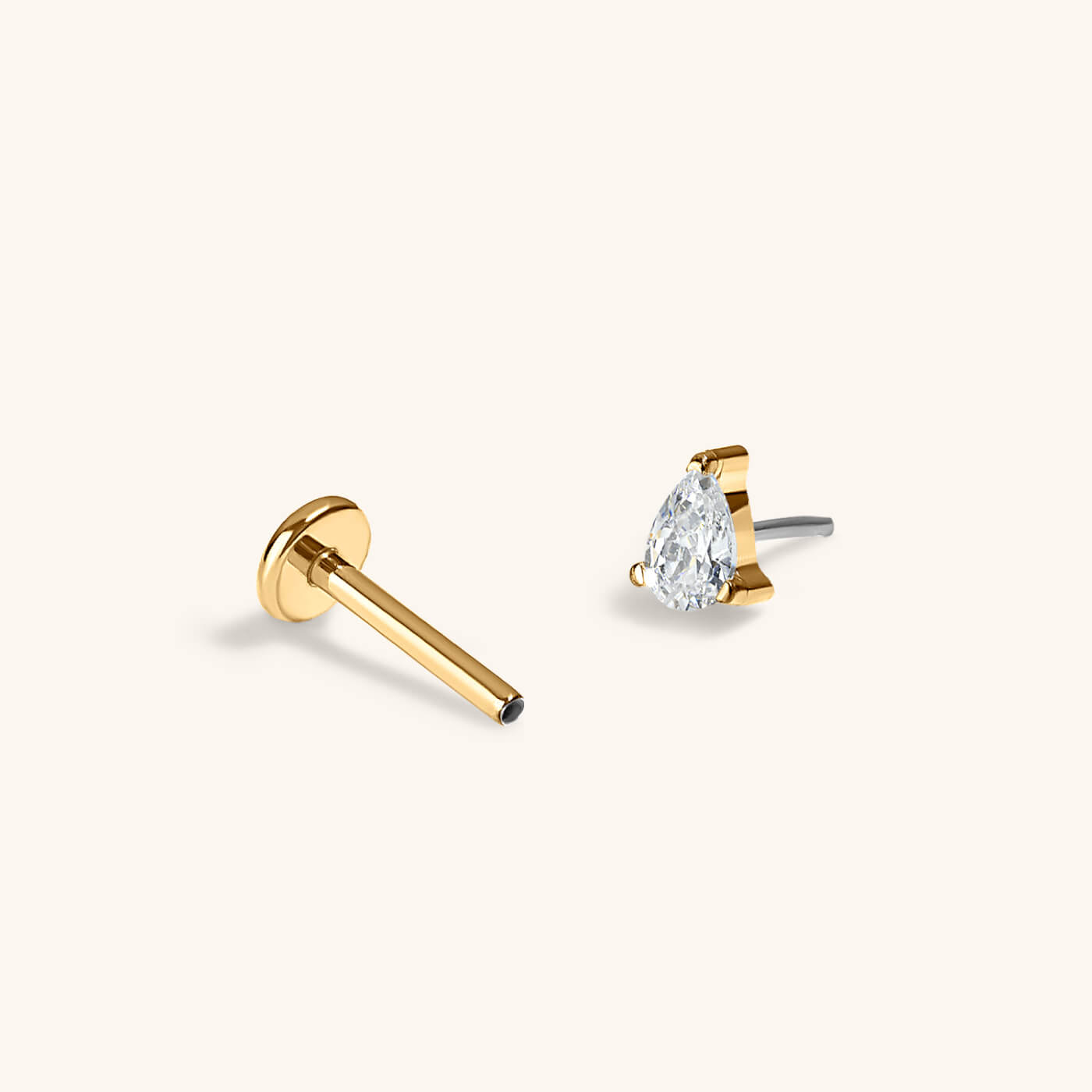 Celestial Crystal Pear Nap Earrings, 3mm (Titanium - Gold)
