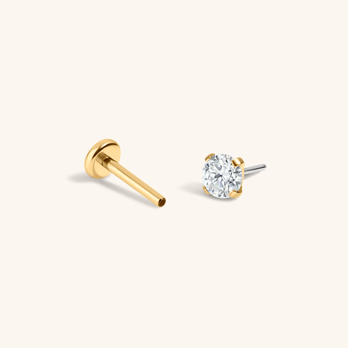 Moissanite Nap Earrings, 3mm (Gold)