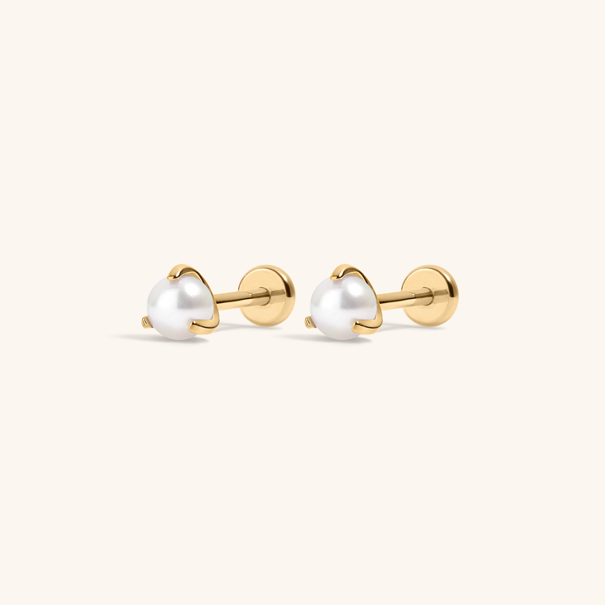 Pearl Nap Earrings, 3mm (Gold)