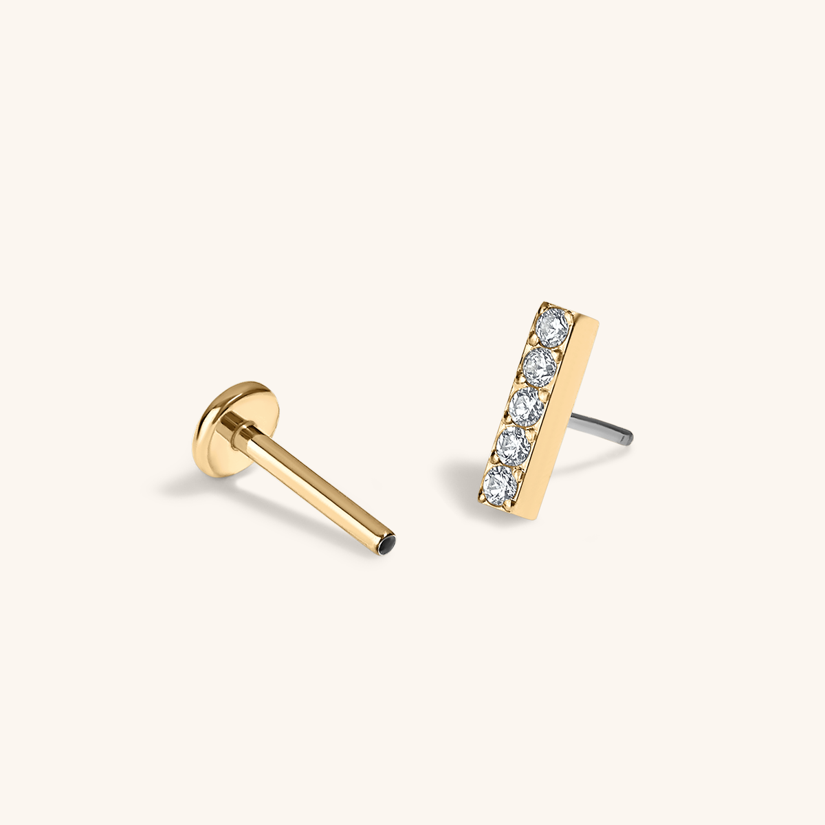 Pave Bar Nap Earrings (Gold)