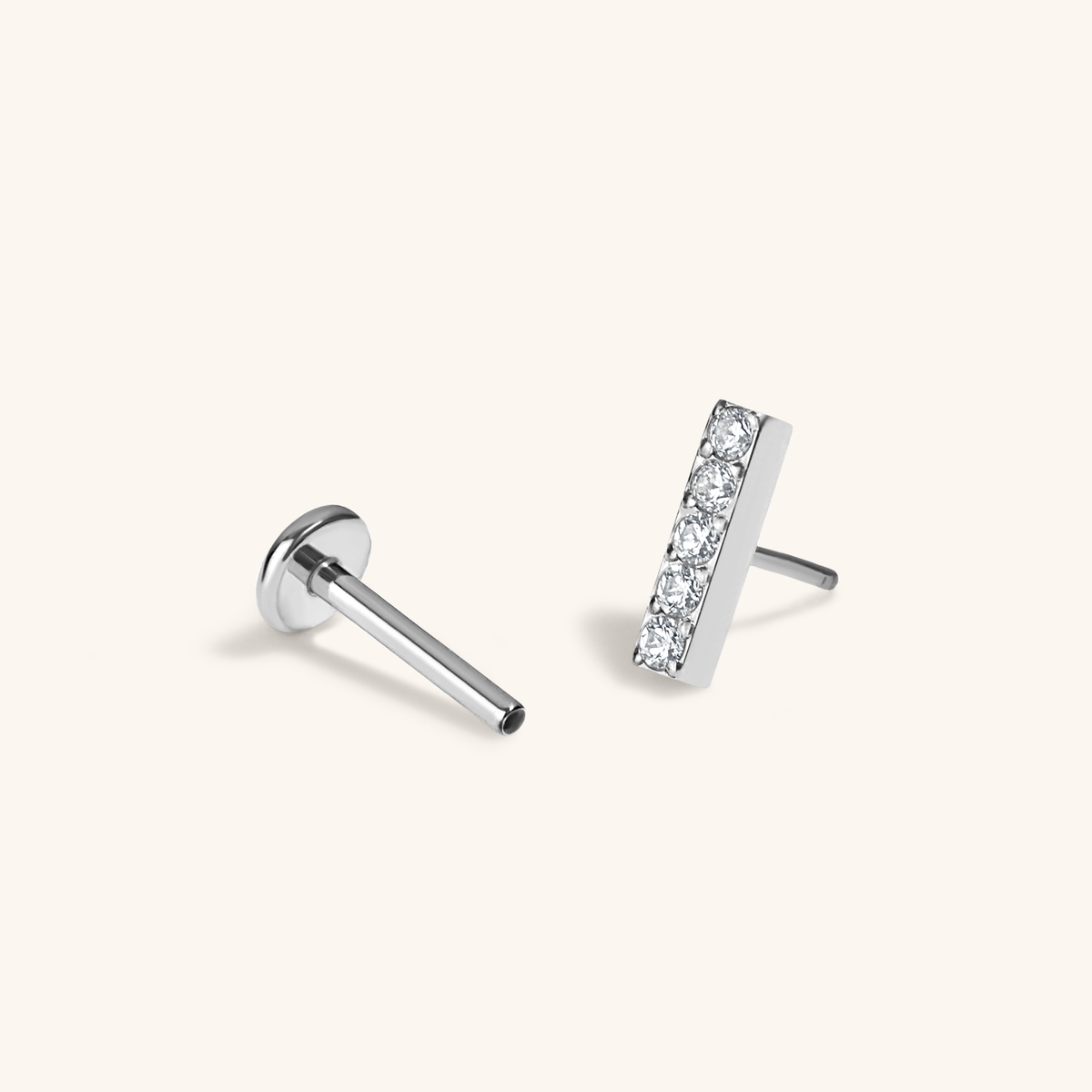 Pave Bar Nap Earrings (Silver)