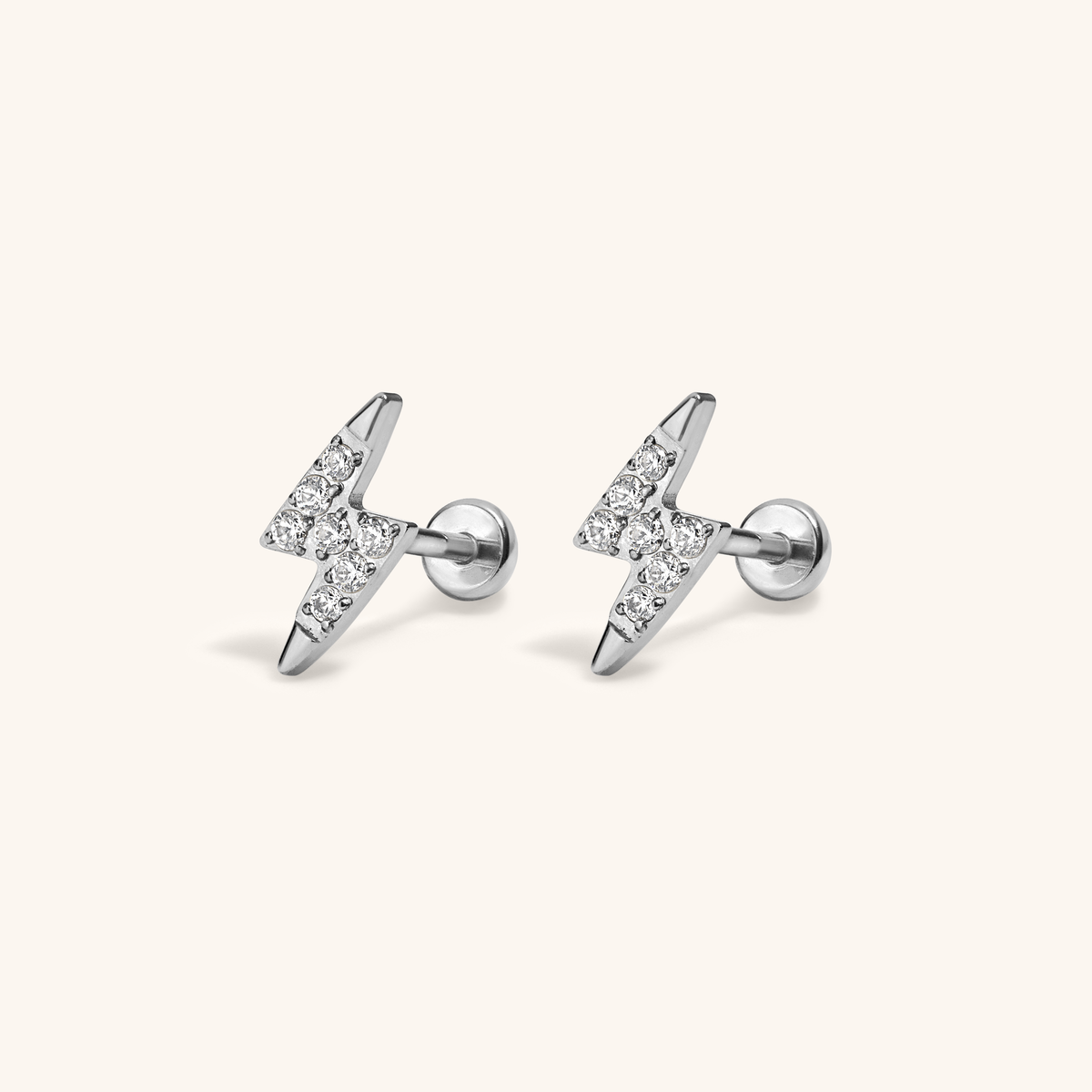 Pave Lightning Nap Earrings (Silver)