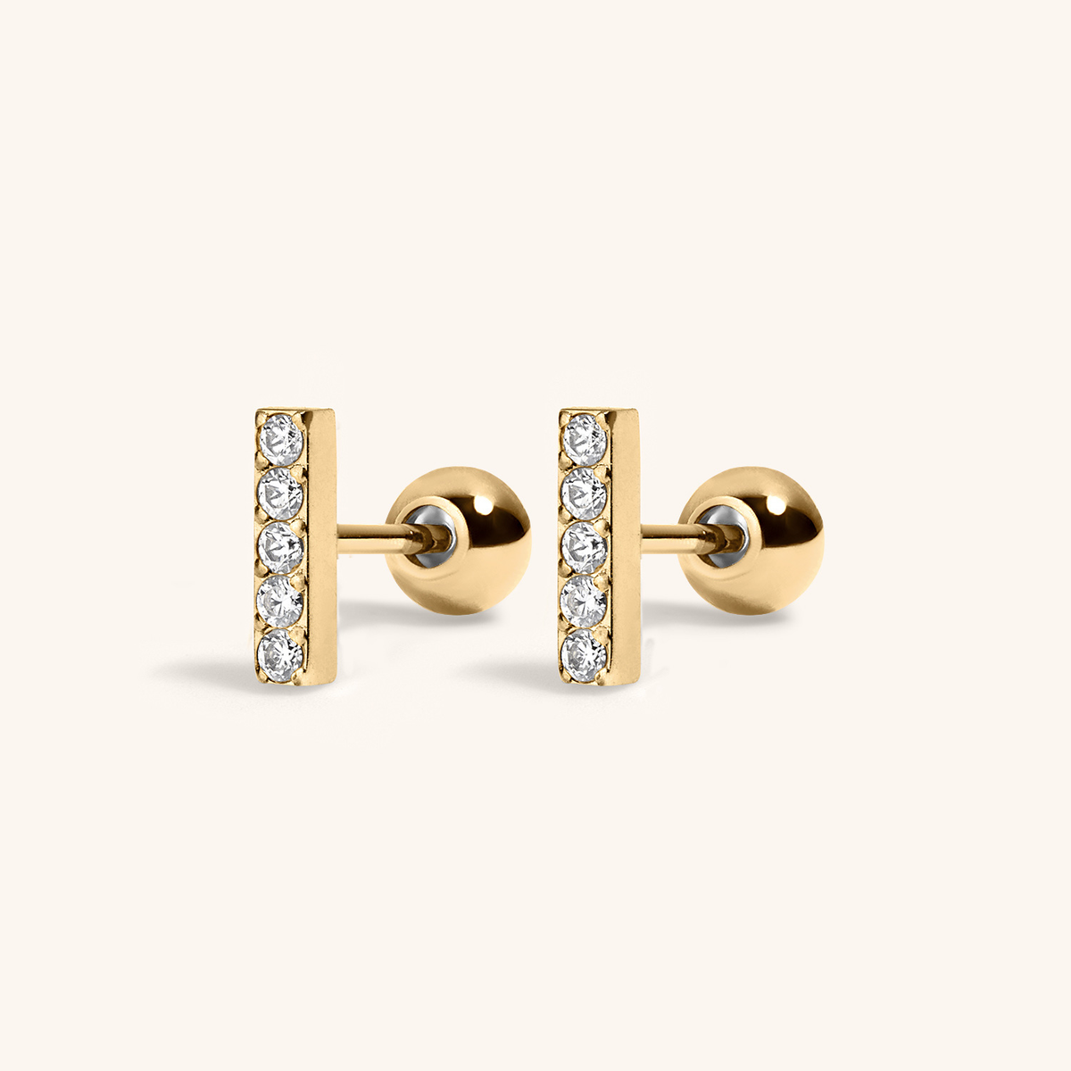 Pave Bar Studs (Gold)