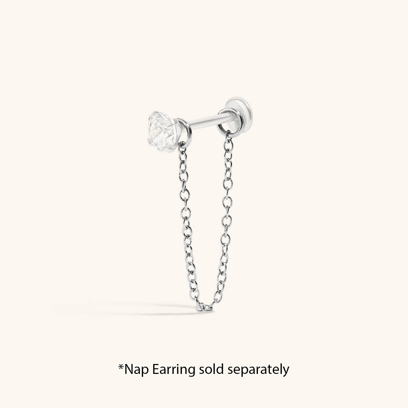 Single Removable Connector Chain on Nap Earring Sold Separately -  Silver