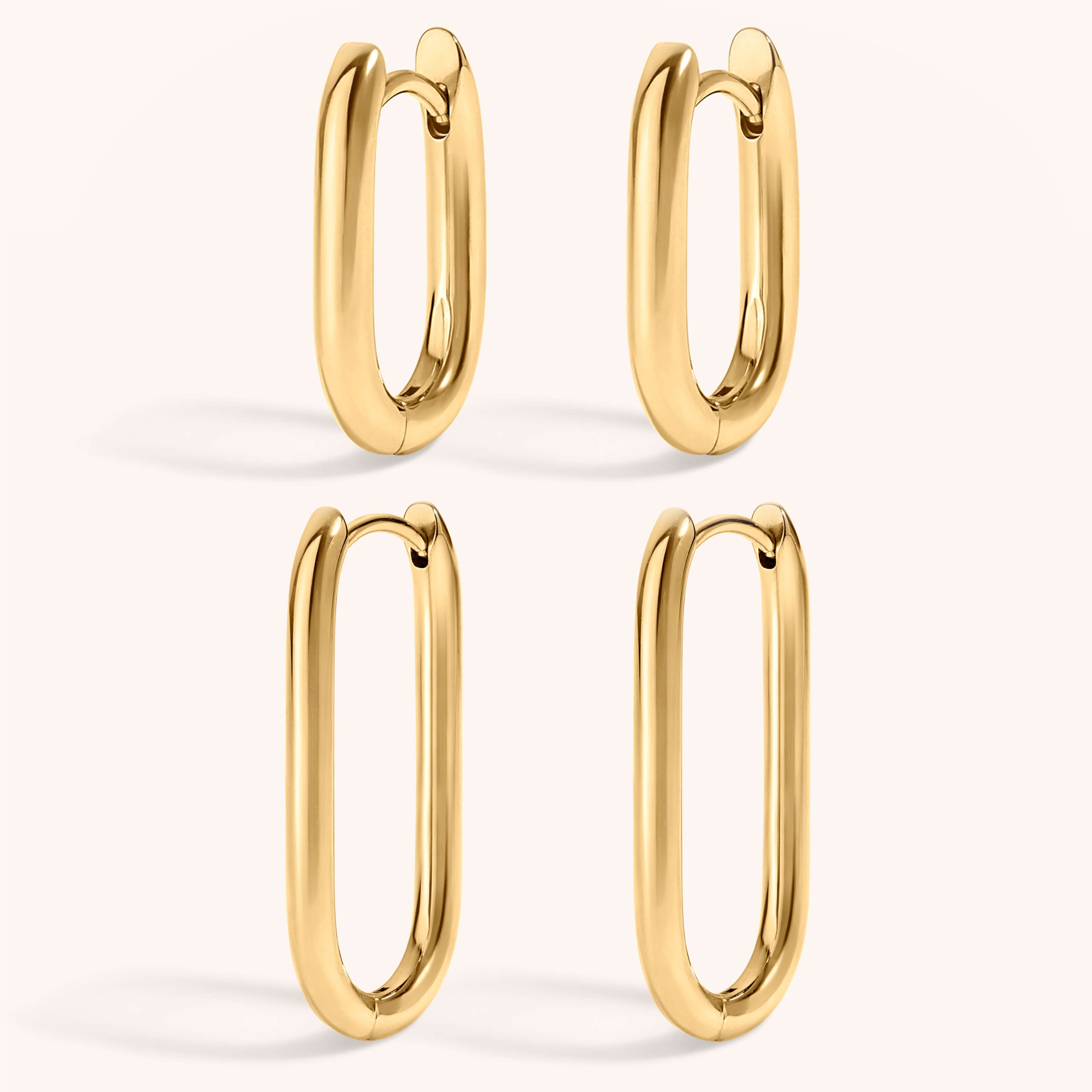 Signature Hoop Duo - Halo Oval Hoops 15mm and 23mm Gold