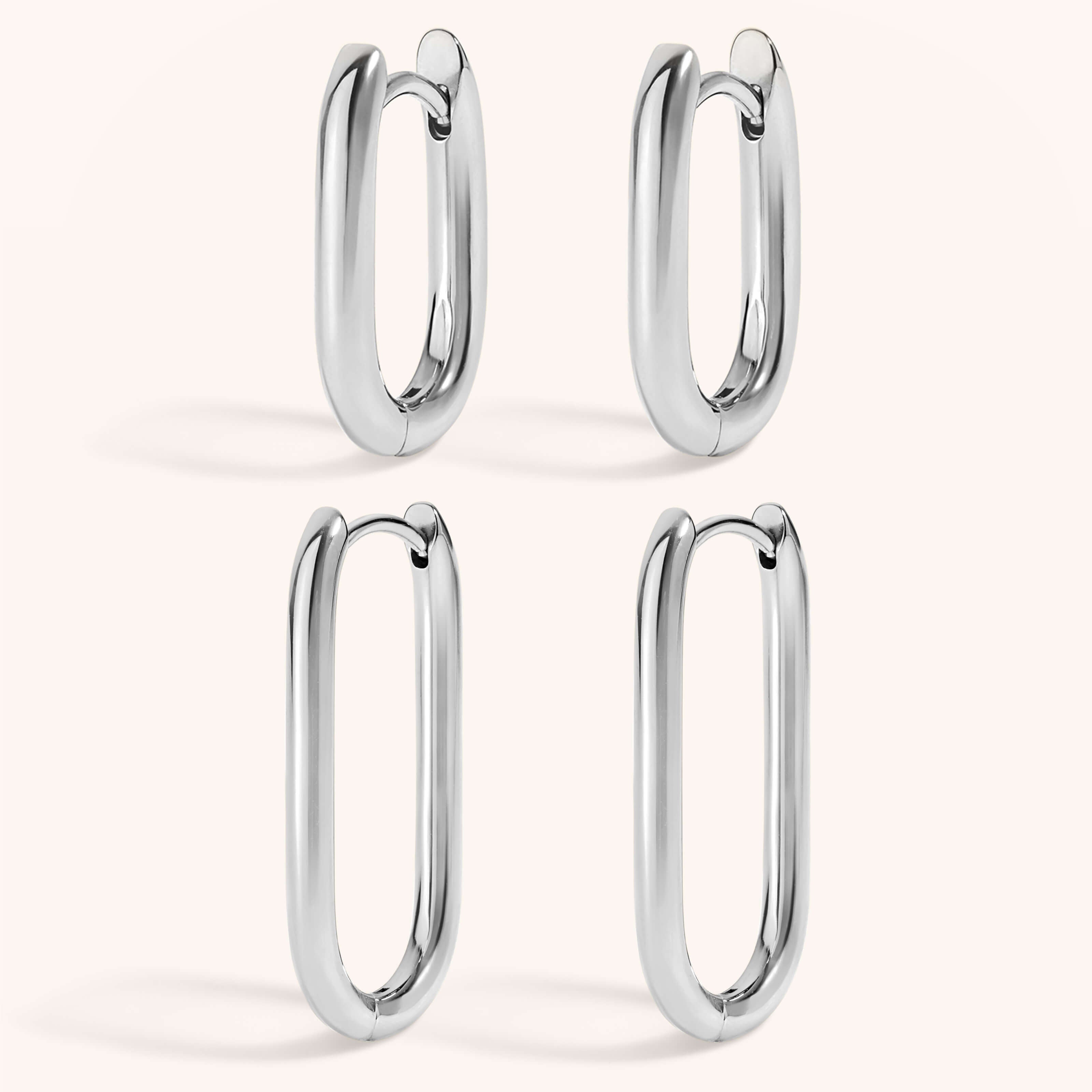 Signature Hoop Duo - Halo Oval Hoops 15mm and 23mm Silver