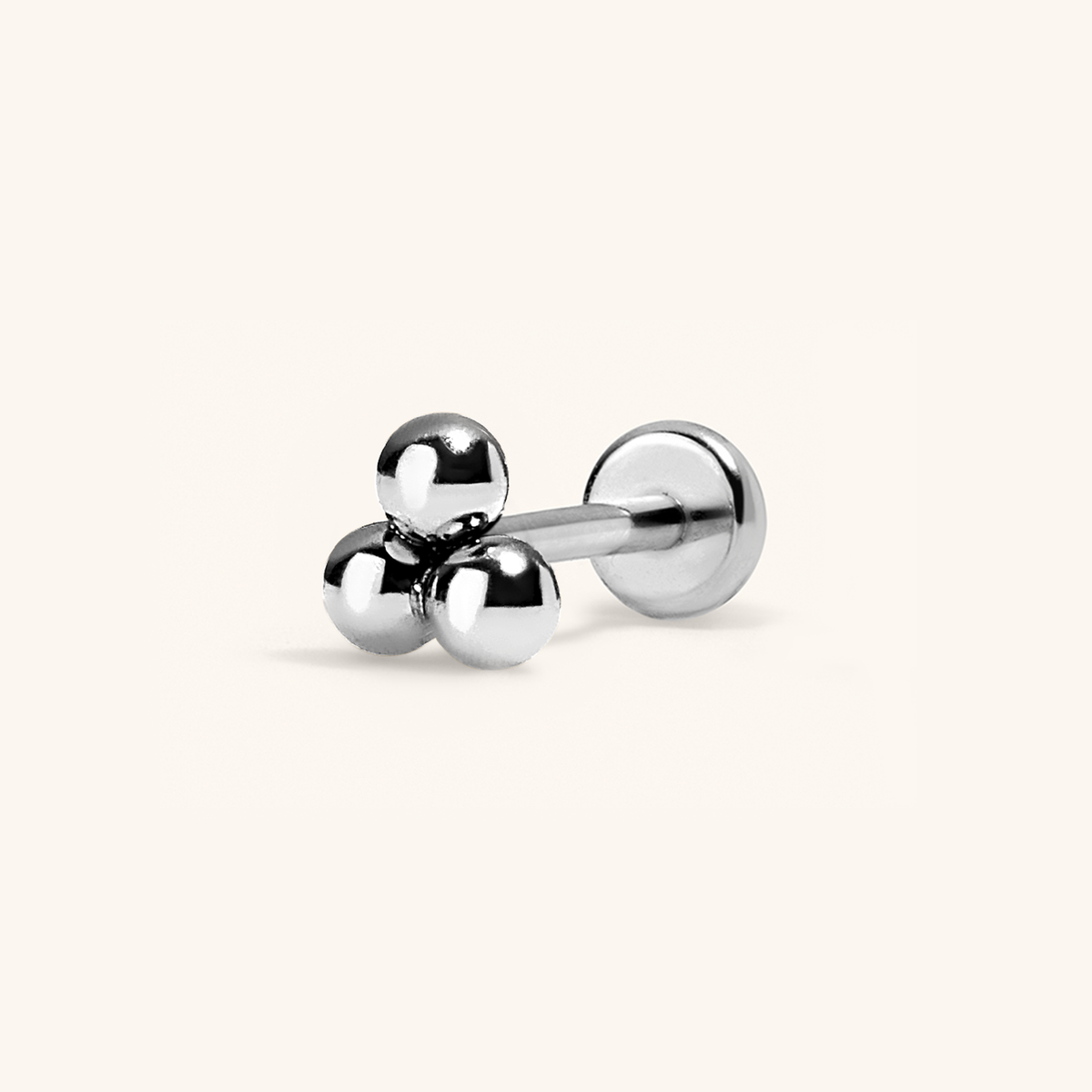 Trinity Push Pin Flat Back Earring (Titanium - Silver) 