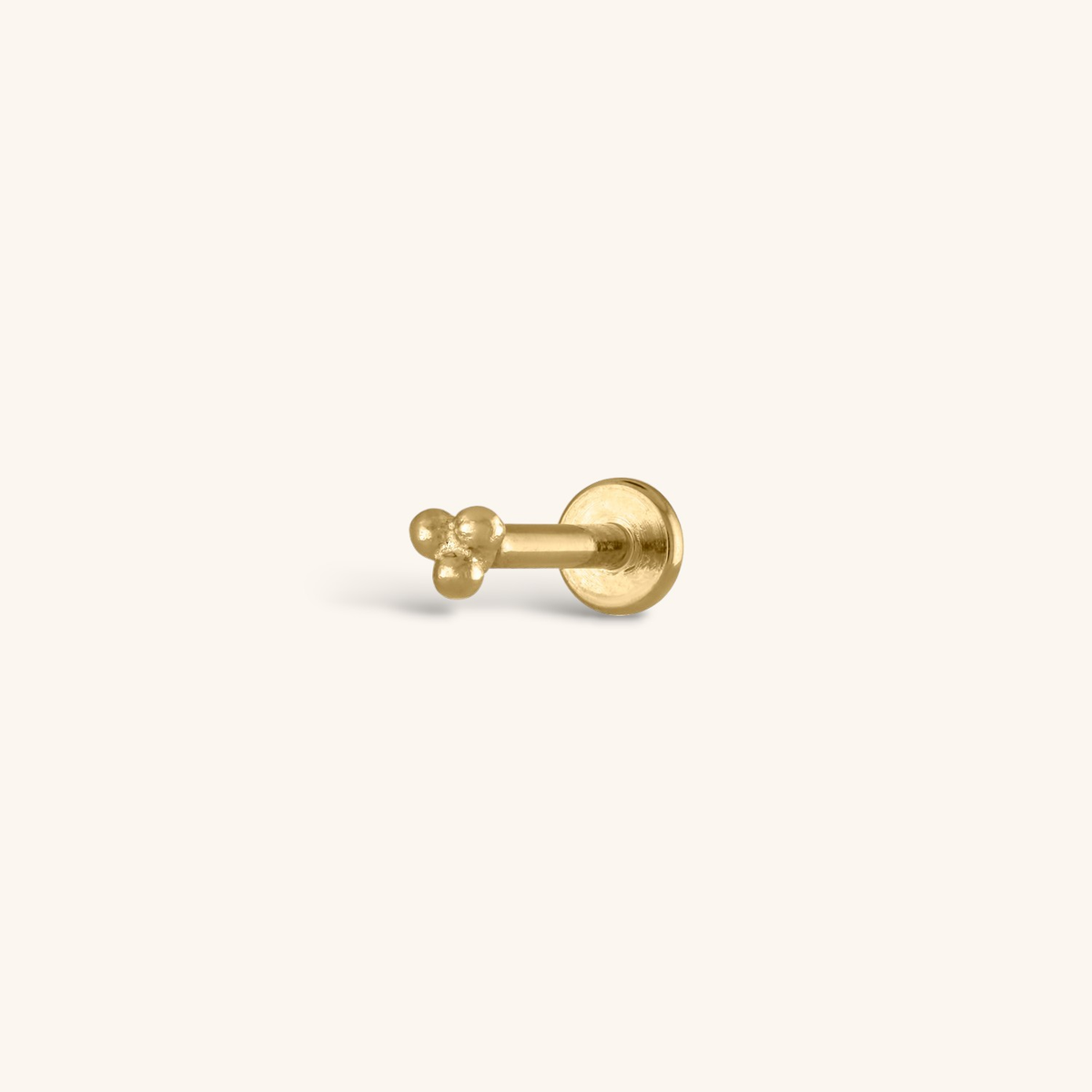 Trinity Threaded Flat Back Earring (Titanium - Gold)