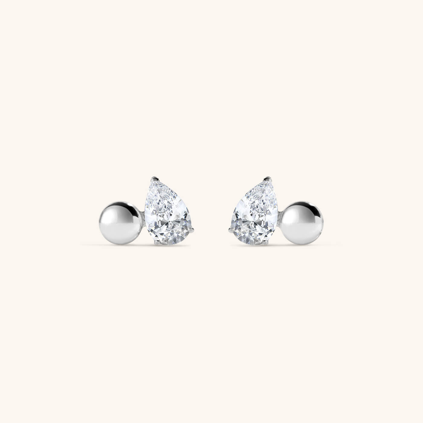 Toi Et Moi Sphere and Pear Nap Earrings - Silver