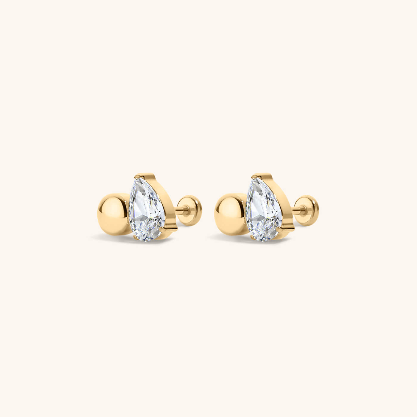 Toi Et Moi Sphere and Pear Nap Earrings - Gold