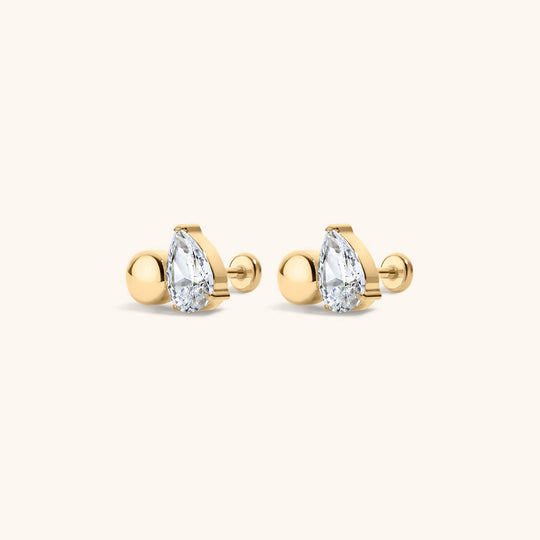 Toi Et Moi Sphere and Pear Nap Earrings - Gold