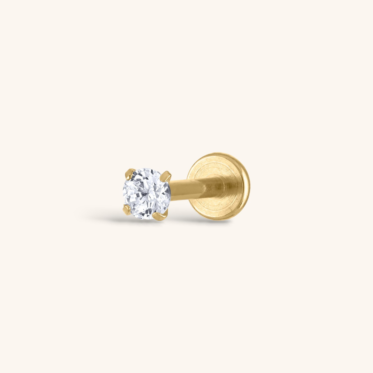 Celestial Crystal Solitaire Threaded Flat Back Earring (Titanium - Gold)