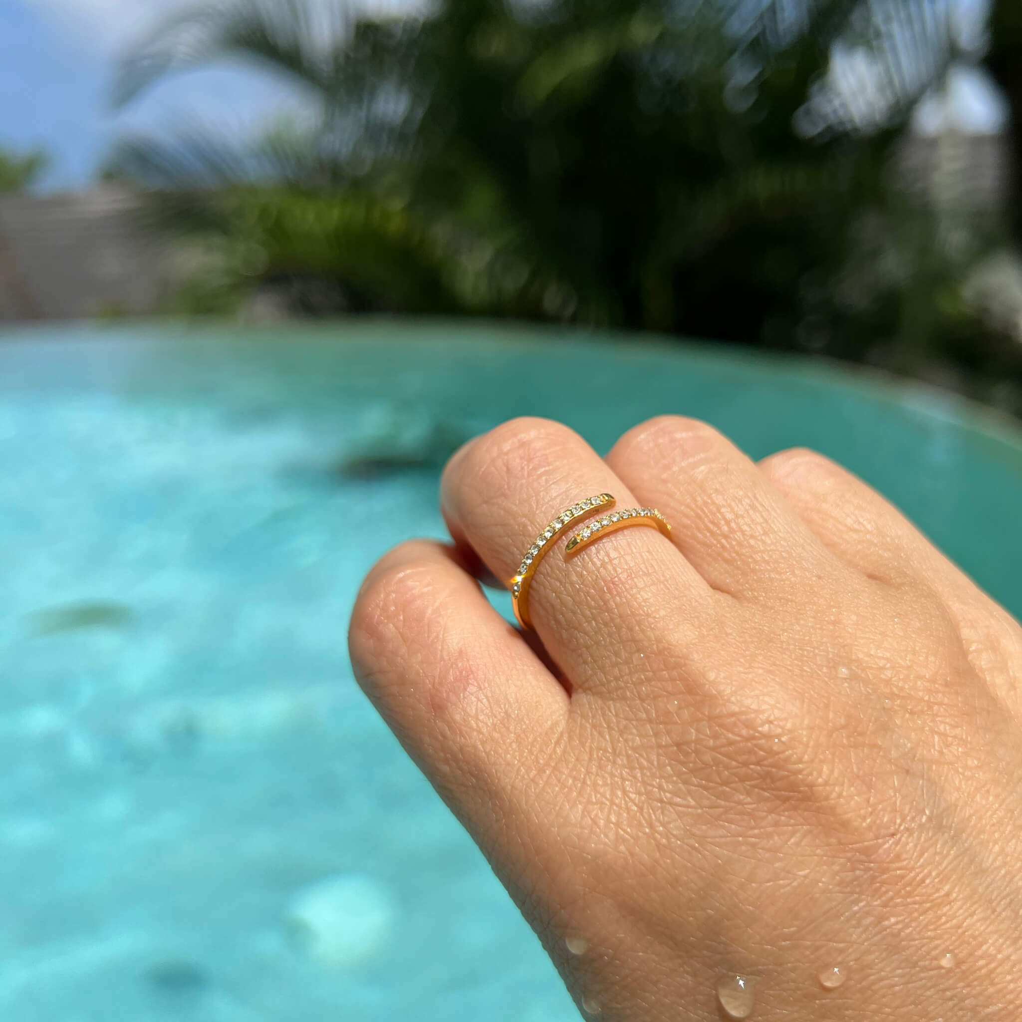 Celestial Infinite Stacking Ring in Gold on model