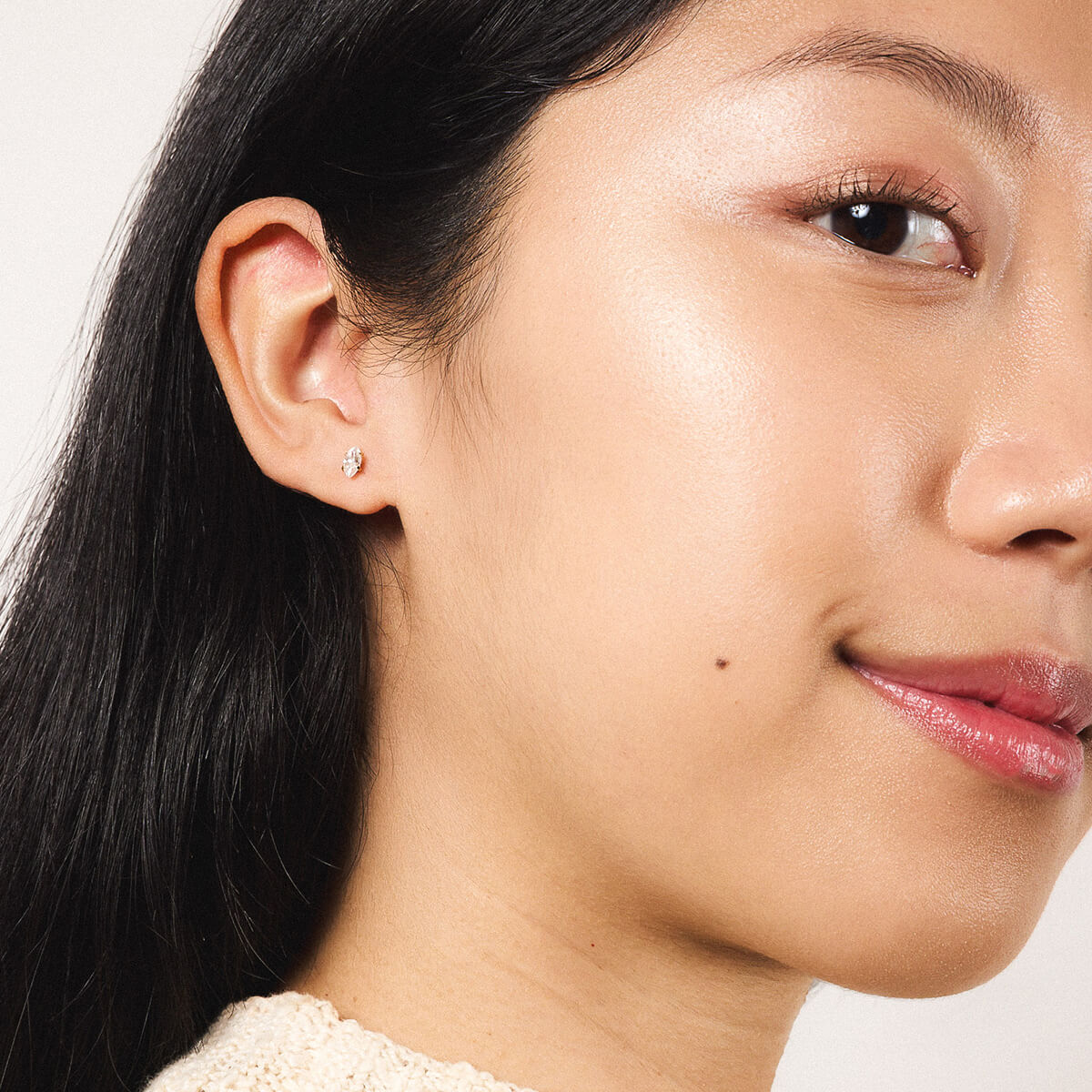 Mini Crystal Marquise Nap Earrings (Gold) on model