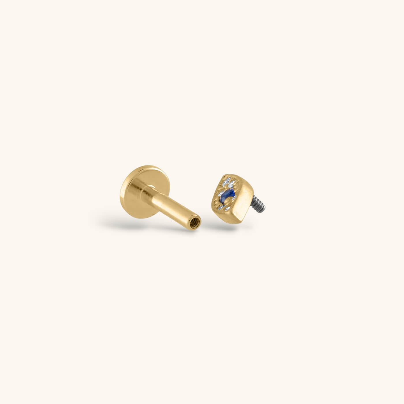 Evil Eye Threaded Flat Back Earring (Titanium - Gold)