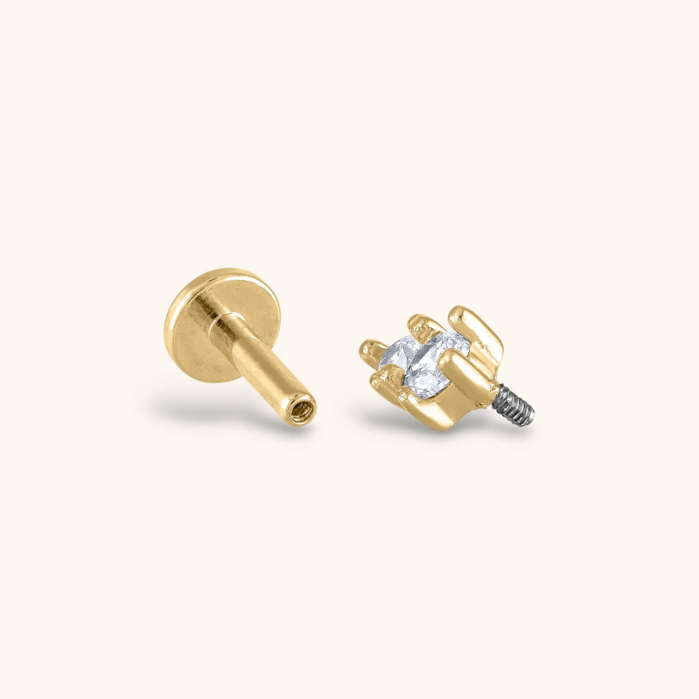 Gaia Threaded Flat Back Earring (Titanium - Gold)