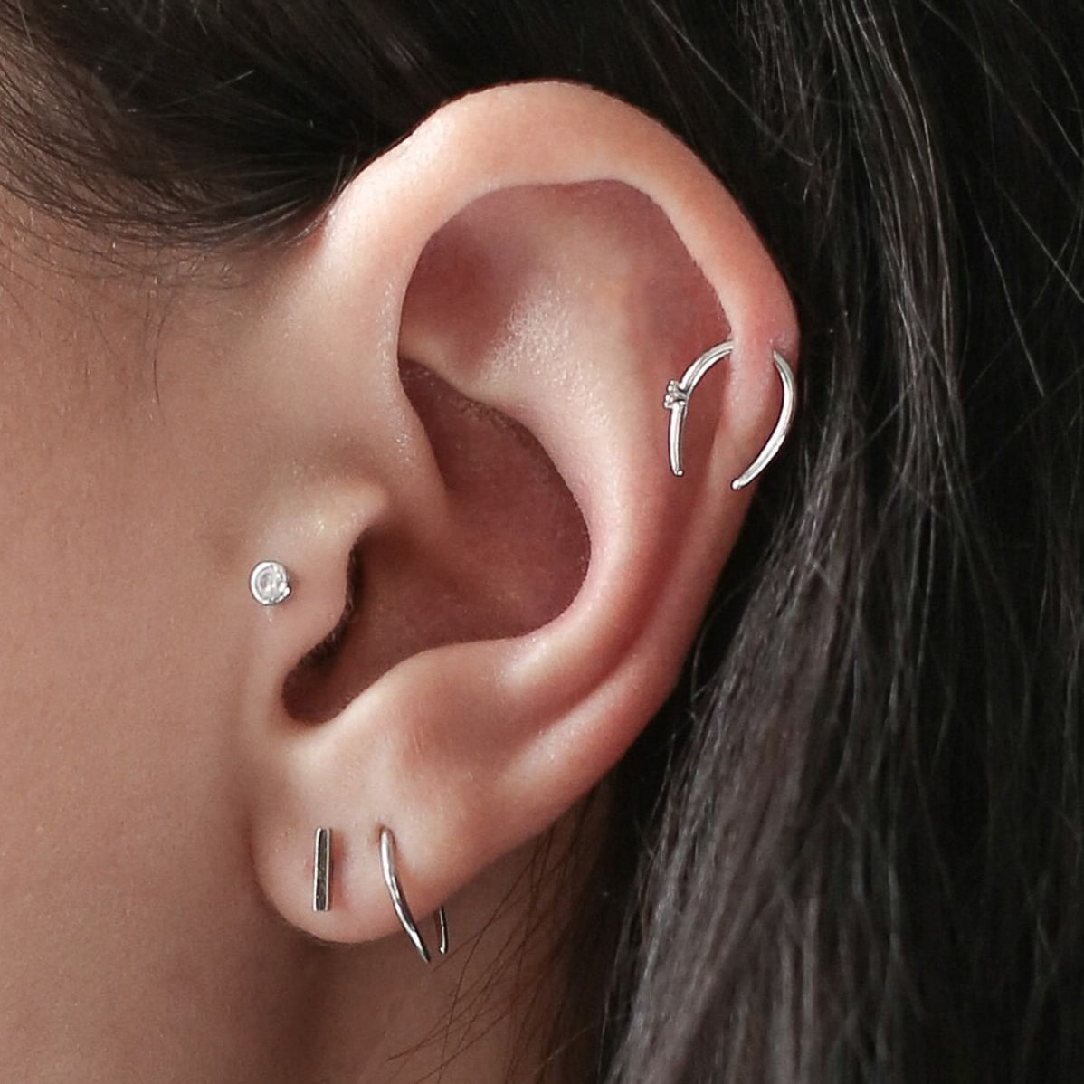 Helix piercing inspiration - Shooting Star Open Hoop