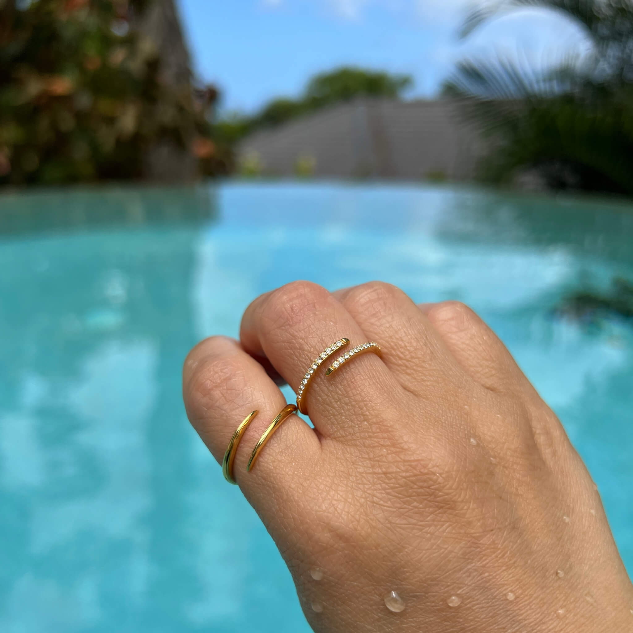 Infinite Stacking Ring in Gold on model