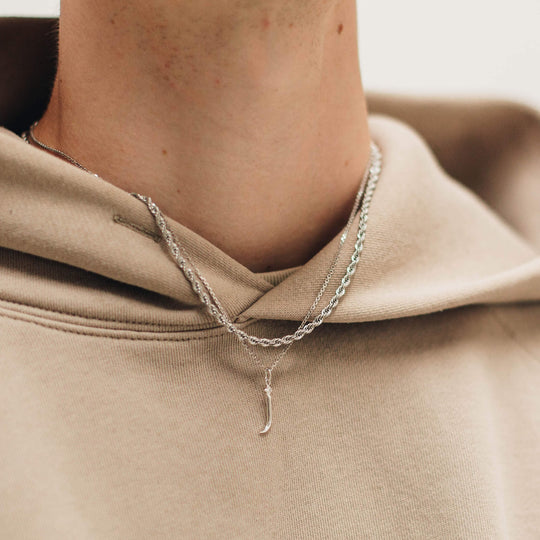 Initial Charm Necklace in Sterling Silver on model