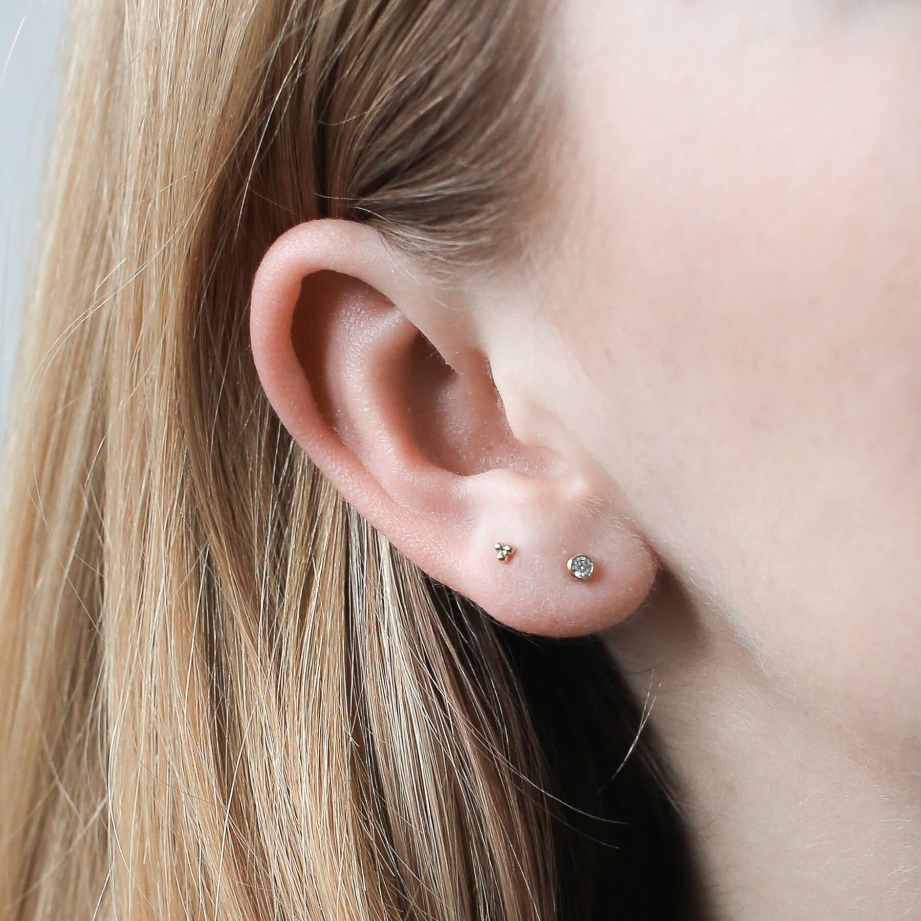 Minimalist Nap Duo - Tiny Crystal and Tiny Trinity in gold on model