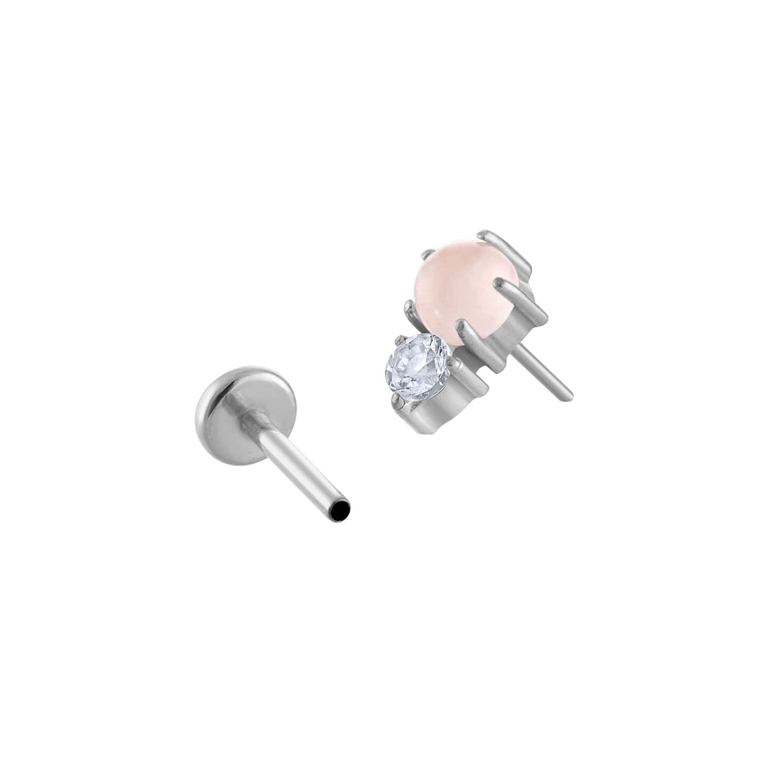 Pink Quartz and White Topaz Nap Earrings in Silver