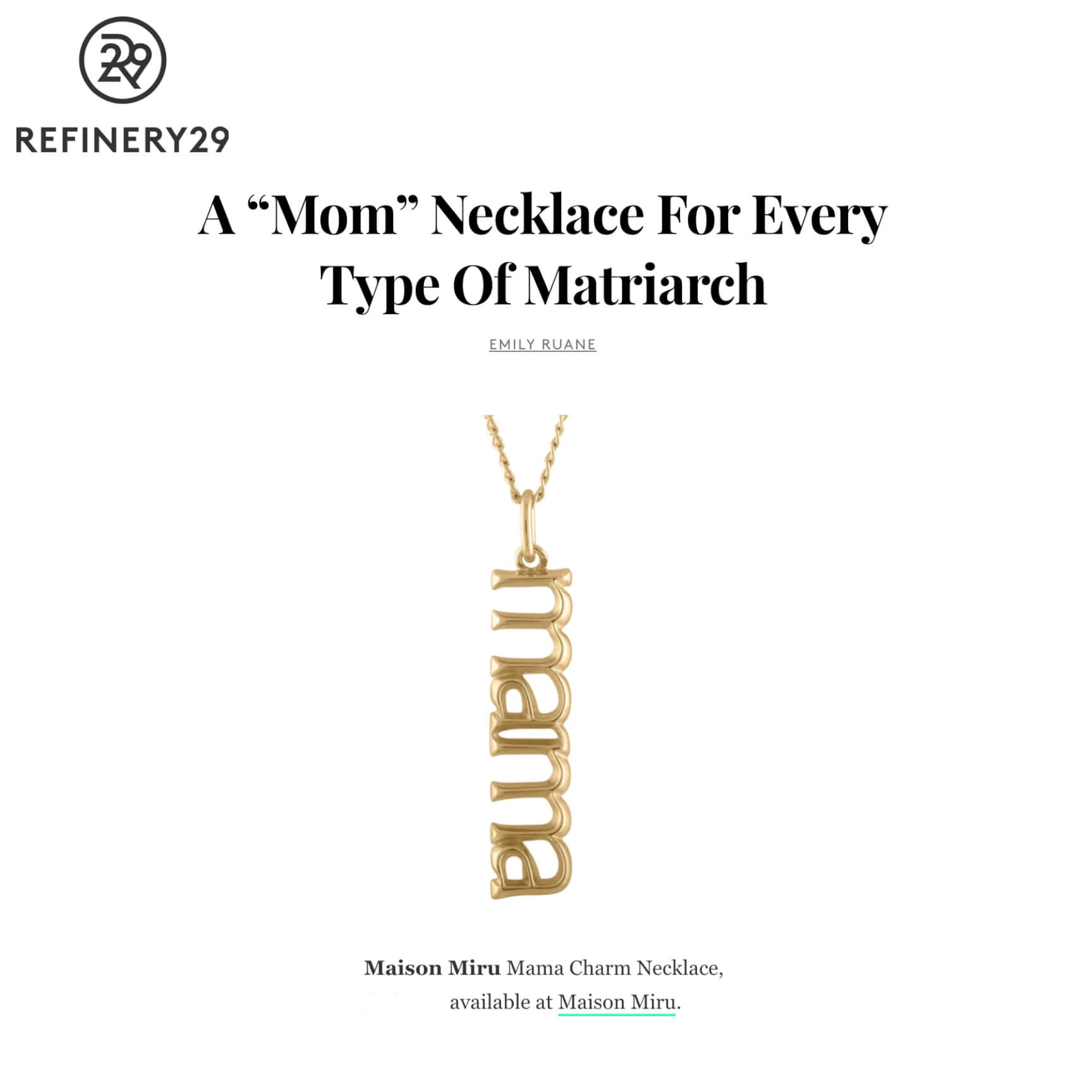Mama Charm Necklace as seen on Refinery 29