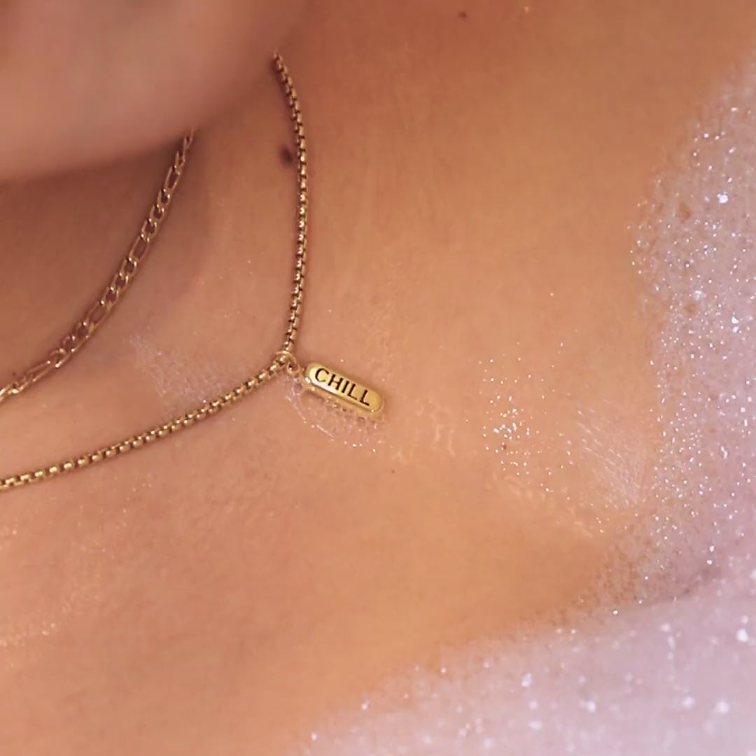 Chill Pill Necklace in Gold on model video