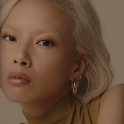 Celestial Crystal Lozenge Nap Earrings in Gold on Model Video
