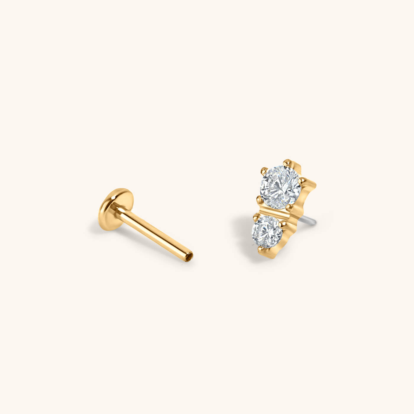 Gaia Push Pin Flat Back Earring (Titanium - Gold)