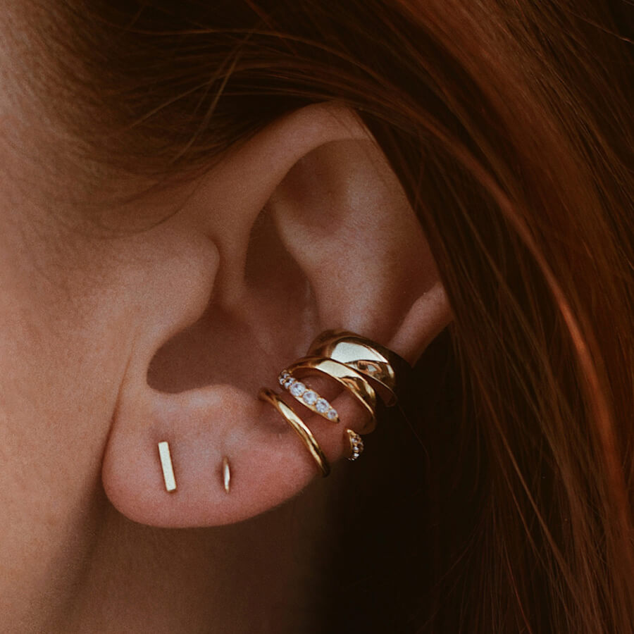 @eleonoraarico wearing Little Bar Studs and ear cuffs