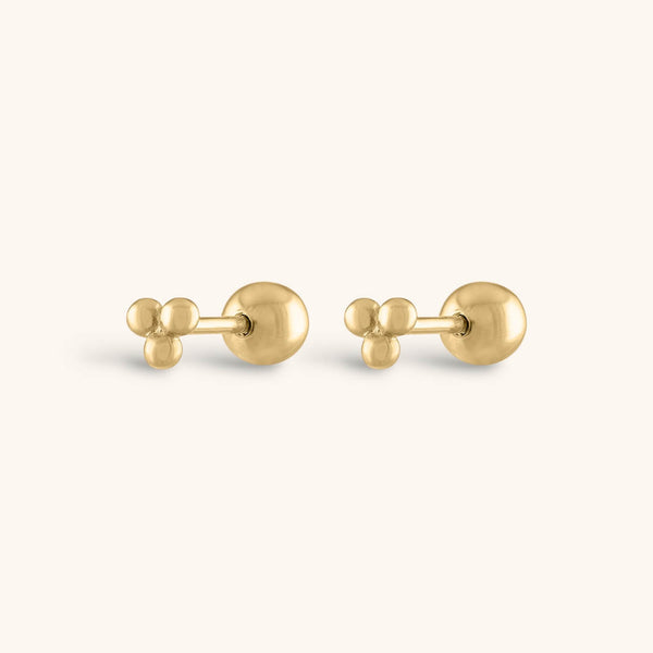 送税込【AMY O】Tiny Trinity Ball Flat Back Stud☆Single☆♪ Trinity Ball Flat Back Gold Stud Earring, Helix Cartilage