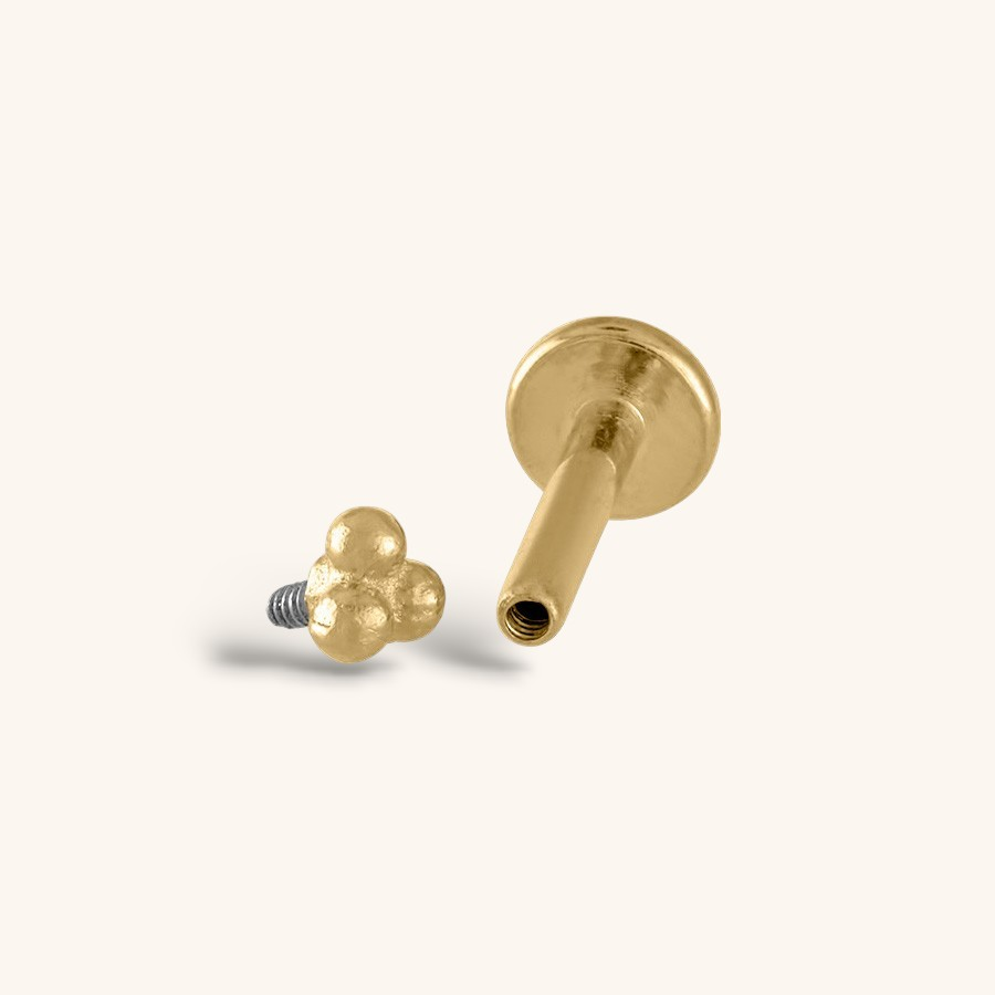 Trinity Threaded Flat Back Earring (Titanium - Gold)