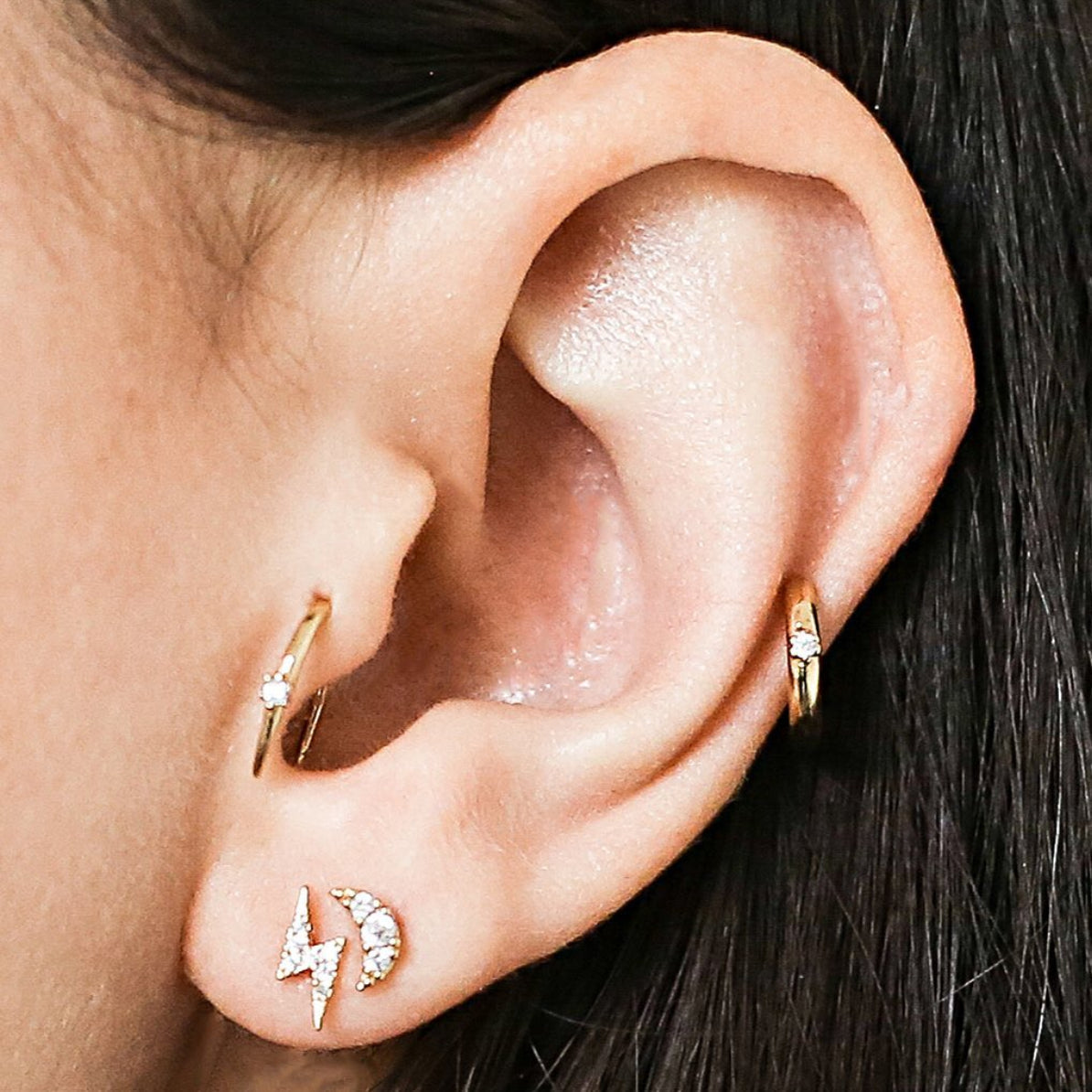 Tragus piercing inspiration - Pave Moon Nap Earrings