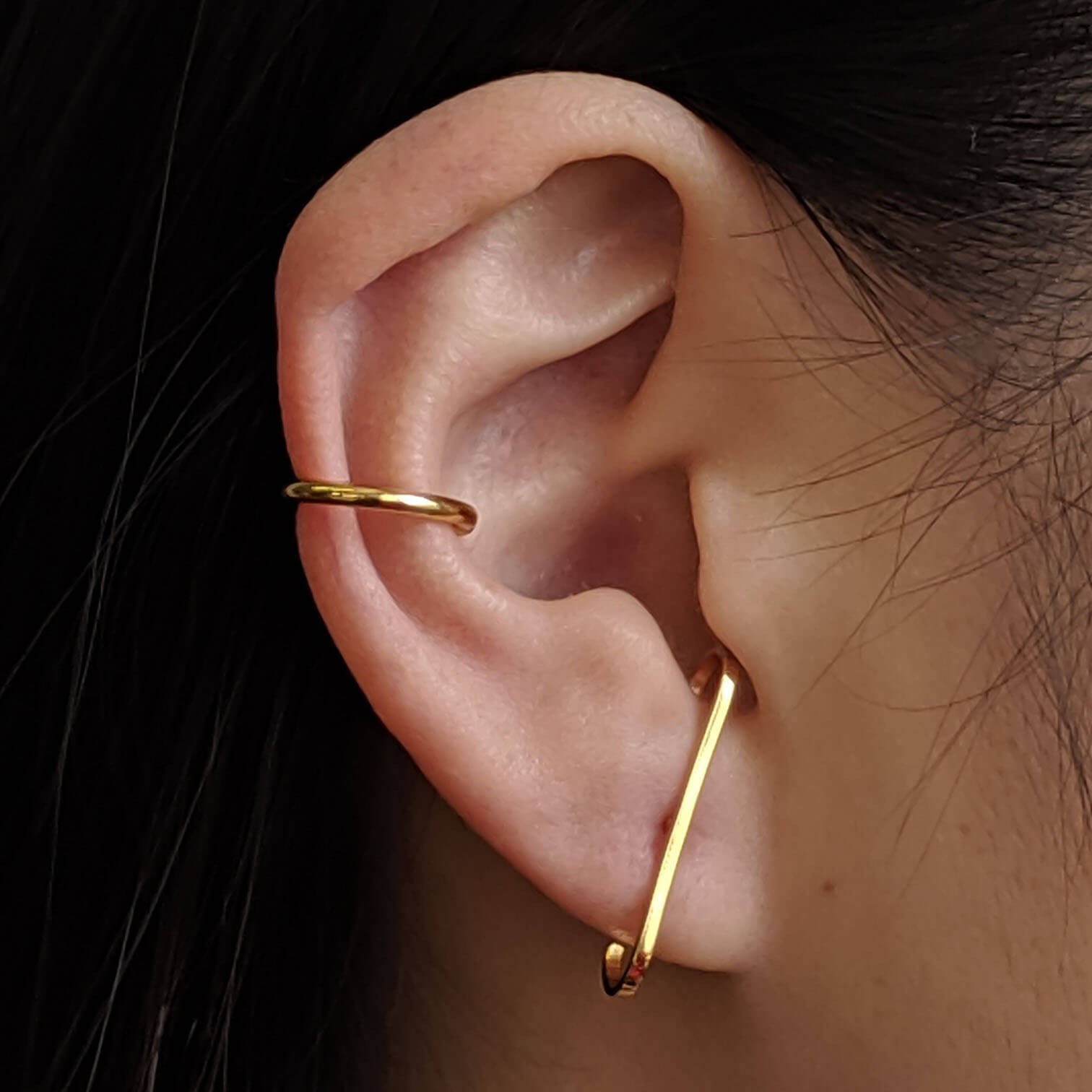 Classic Arc Ear Cuff in Gold on model