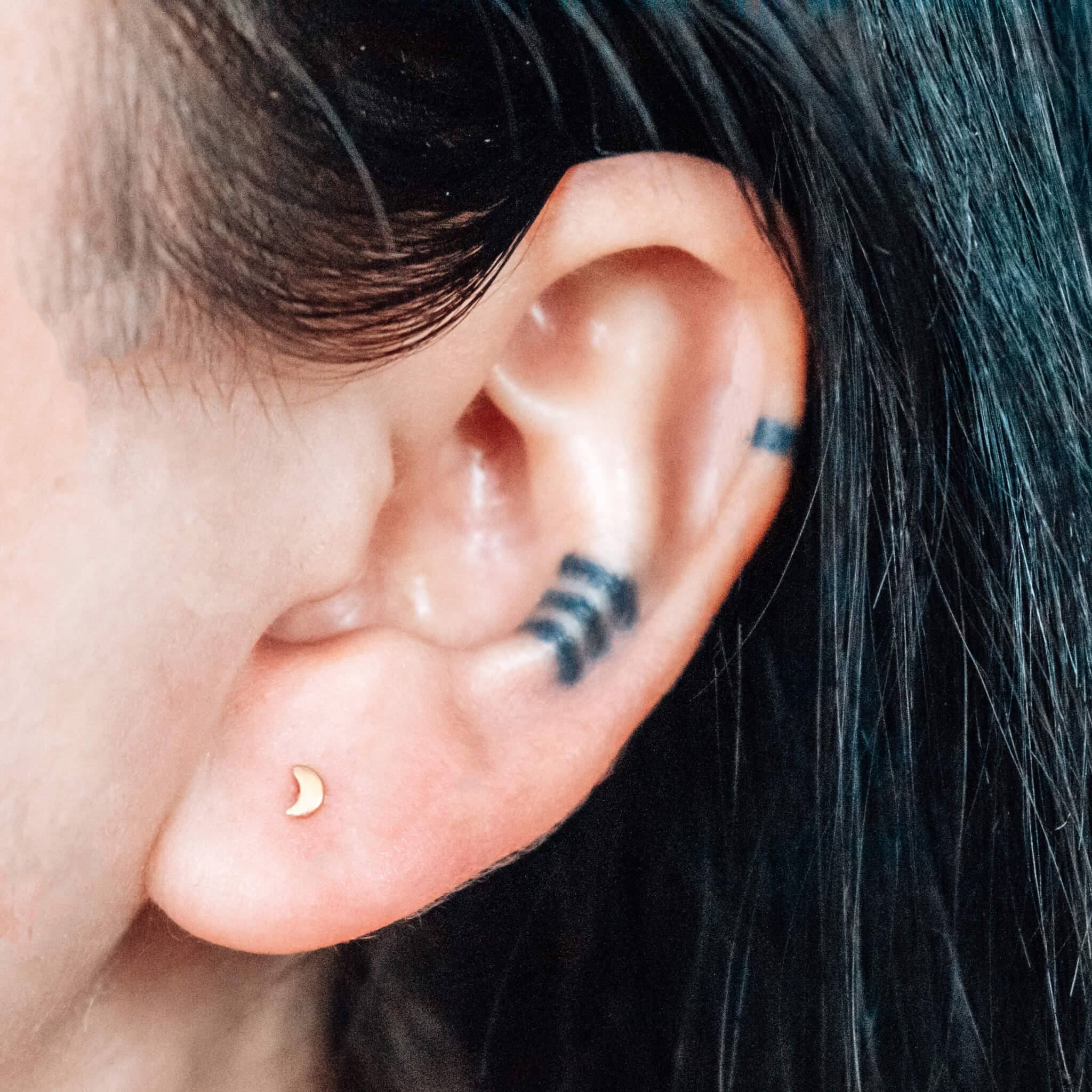 Classic Moon Nap Earrings (Gold) on model