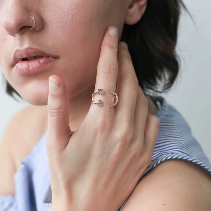 Pave Heart Emoji Ring on model